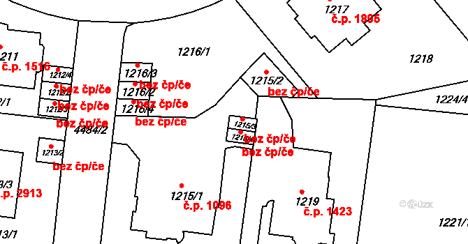 Teplice 41709829 na parcele st. 1215/3 v KÚ Teplice, Katastrální mapa