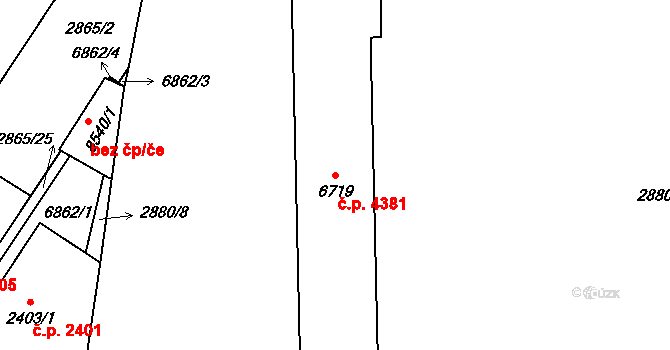 Zlín 4381 na parcele st. 6719 v KÚ Zlín, Katastrální mapa