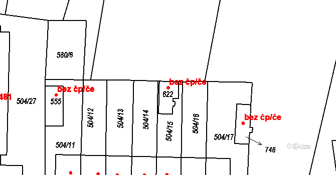 Kamenice 44527829 na parcele st. 622 v KÚ Kamenice u Jihlavy, Katastrální mapa