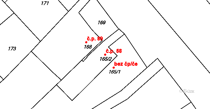 Skrochovice 58, Brumovice na parcele st. 165/2 v KÚ Skrochovice, Katastrální mapa