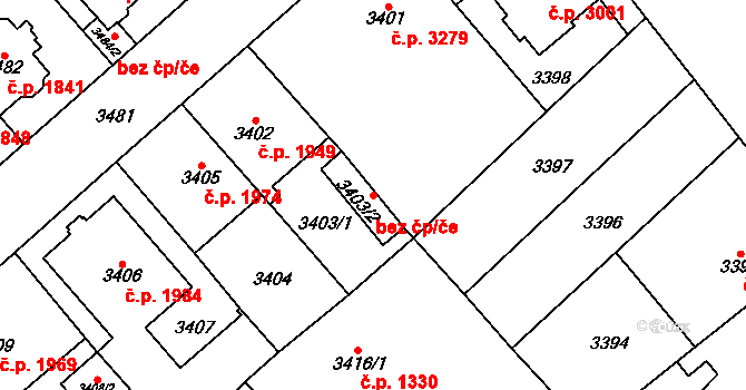 Chomutov 45042829 na parcele st. 3403/2 v KÚ Chomutov I, Katastrální mapa
