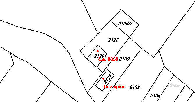 Popice 6052, Znojmo na parcele st. 2129 v KÚ Popice u Znojma, Katastrální mapa