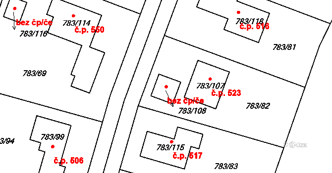 Zruč-Senec 54554829 na parcele st. 783/108 v KÚ Senec u Plzně, Katastrální mapa