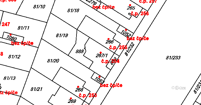 Lobeček 254, Kralupy nad Vltavou na parcele st. 267/1 v KÚ Lobeček, Katastrální mapa