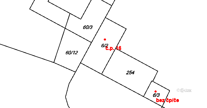 Liderovice 16, Chotoviny na parcele st. 6/2 v KÚ Liderovice, Katastrální mapa