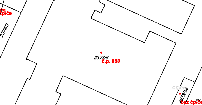 Holice 858 na parcele st. 2373/6 v KÚ Holice v Čechách, Katastrální mapa