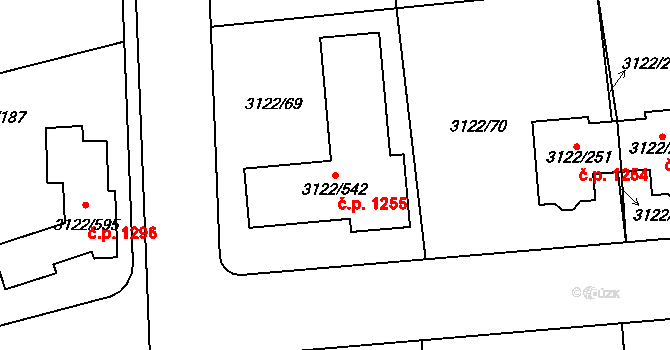 Pohořelice 1255 na parcele st. 3122/542 v KÚ Pohořelice nad Jihlavou, Katastrální mapa