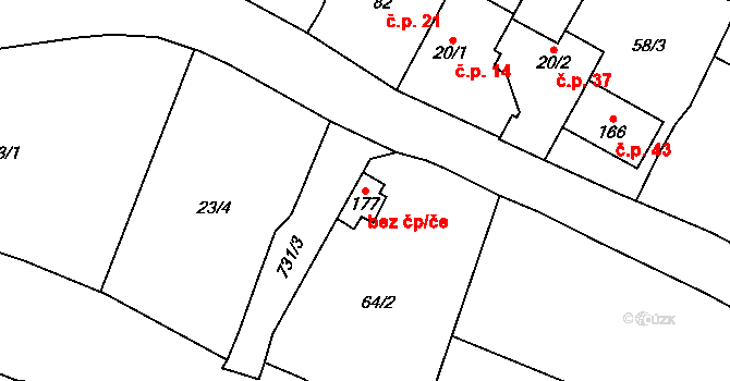 Lysec 1, Bžany na parcele st. 177 v KÚ Lysec, Katastrální mapa