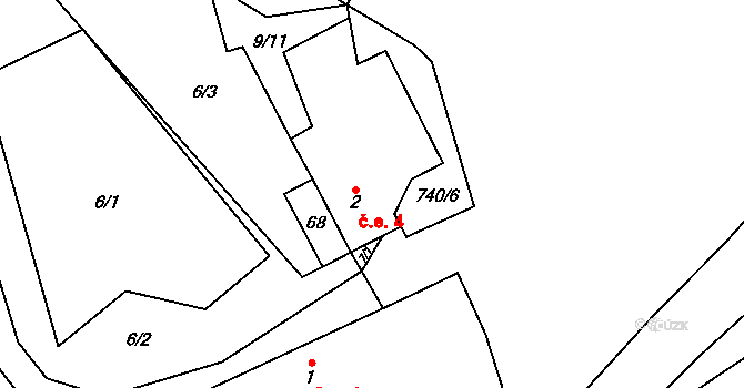 Bedlno 4, Jesenice na parcele st. 2 v KÚ Bedlno, Katastrální mapa