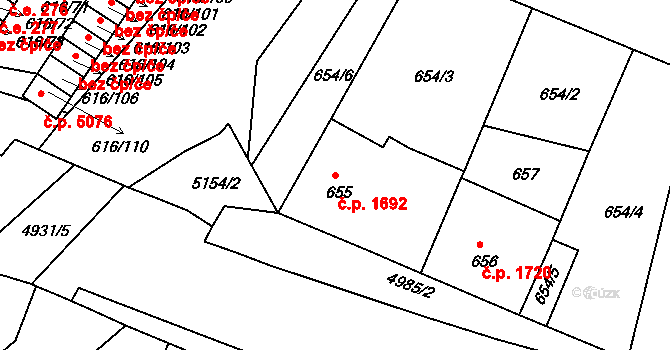 Louny 1692 na parcele st. 655 v KÚ Louny, Katastrální mapa