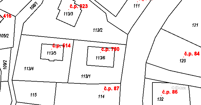 Krmelín 780 na parcele st. 113/6 v KÚ Krmelín, Katastrální mapa