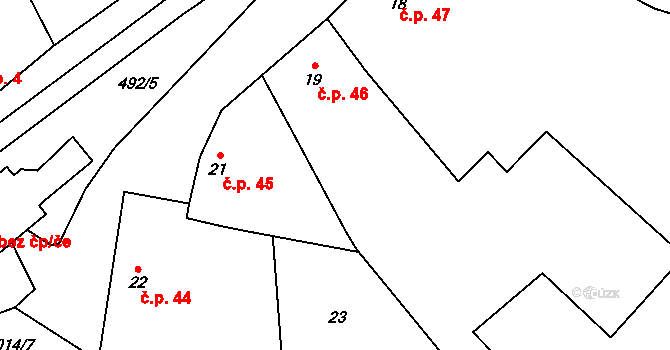 Přerov V-Dluhonice 46, Přerov na parcele st. 19 v KÚ Dluhonice, Katastrální mapa