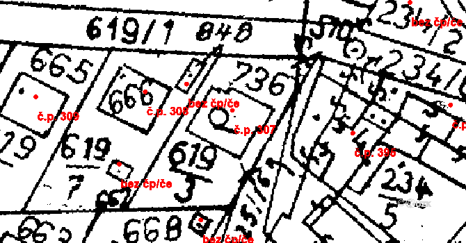 Zbraslavice 307 na parcele st. 736 v KÚ Zbraslavice, Katastrální mapa