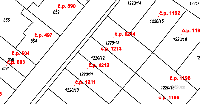 Ďáblice 1213, Praha na parcele st. 1220/12 v KÚ Ďáblice, Katastrální mapa