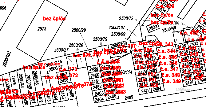 Hustopeče 118899830 na parcele st. 2500/79 v KÚ Hustopeče u Brna, Katastrální mapa