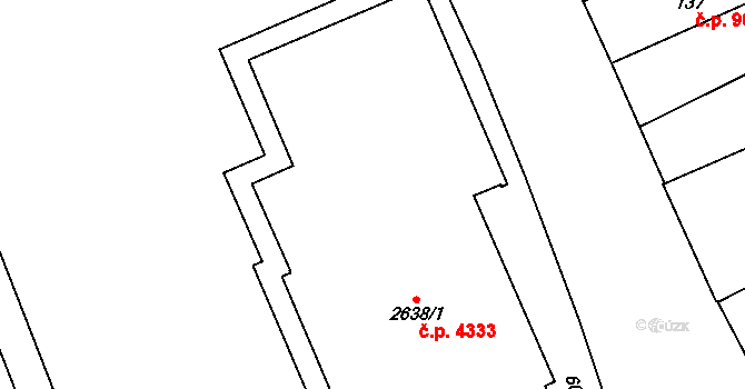Jihlava 4333 na parcele st. 2638/1 v KÚ Jihlava, Katastrální mapa