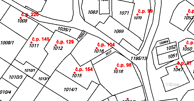 Svatobořice 104, Svatobořice-Mistřín na parcele st. 1016 v KÚ Svatobořice, Katastrální mapa
