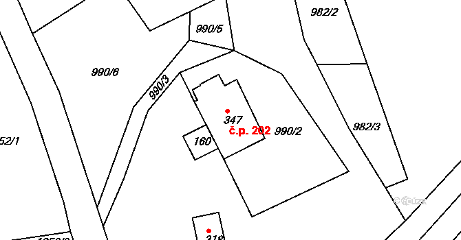 Telecí 202 na parcele st. 347 v KÚ Telecí, Katastrální mapa