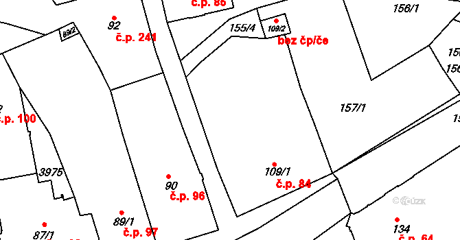 Cvikov I 84, Cvikov na parcele st. 109/1 v KÚ Cvikov, Katastrální mapa