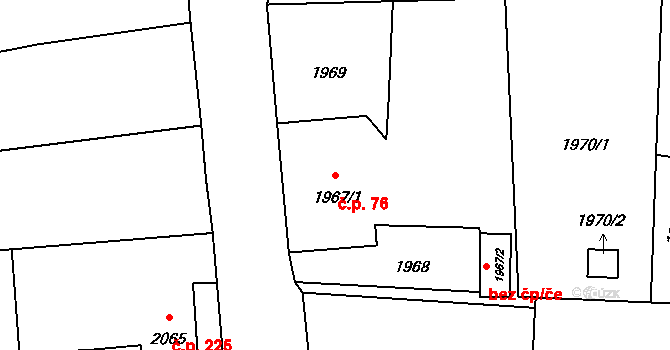 Skřečoň 76, Bohumín na parcele st. 1967/1 v KÚ Skřečoň, Katastrální mapa