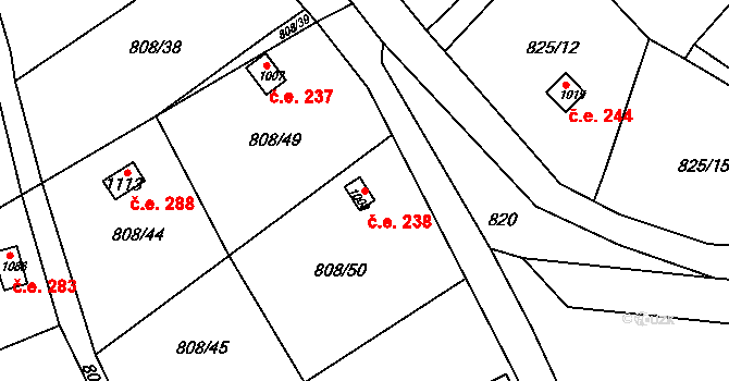 Jílové 238 na parcele st. 1008 v KÚ Jílové u Děčína, Katastrální mapa
