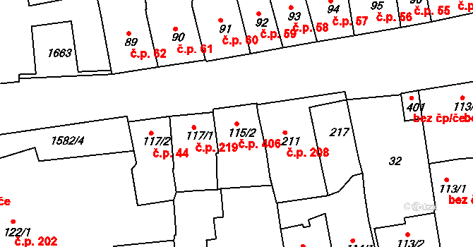 Švihov 406 na parcele st. 115/2 v KÚ Švihov u Klatov, Katastrální mapa