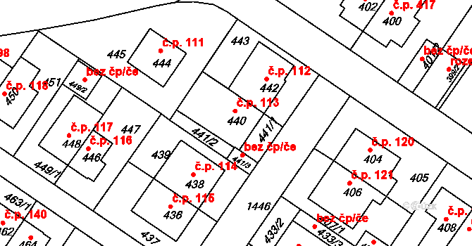 Jinonice 113, Praha na parcele st. 440 v KÚ Jinonice, Katastrální mapa