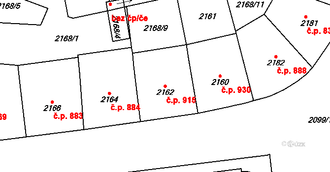 Vršovice 915, Praha na parcele st. 2162 v KÚ Vršovice, Katastrální mapa