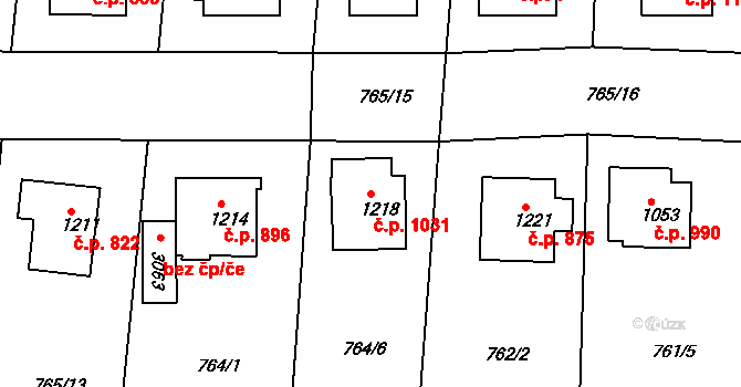 Nový Hradec Králové 1031, Hradec Králové na parcele st. 1218 v KÚ Nový Hradec Králové, Katastrální mapa