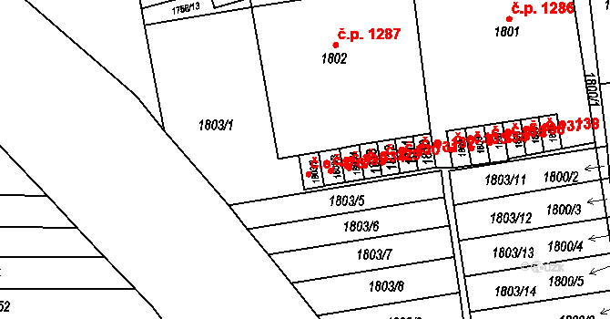 Šlapanice 476 na parcele st. 1803/2 v KÚ Šlapanice u Brna, Katastrální mapa