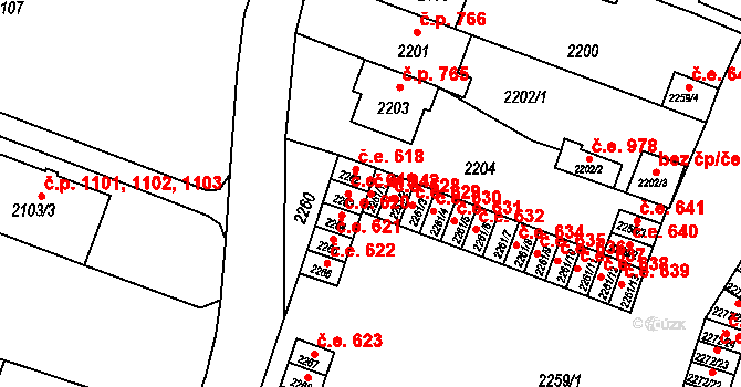 Kuřim 942 na parcele st. 2261/1 v KÚ Kuřim, Katastrální mapa