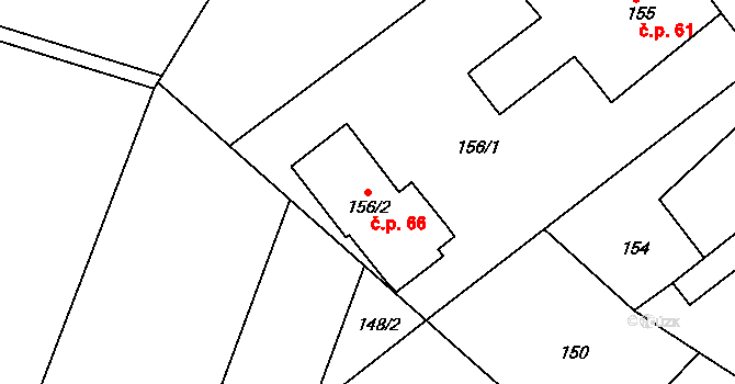 Renoty 66, Uničov na parcele st. 156/2 v KÚ Renoty, Katastrální mapa