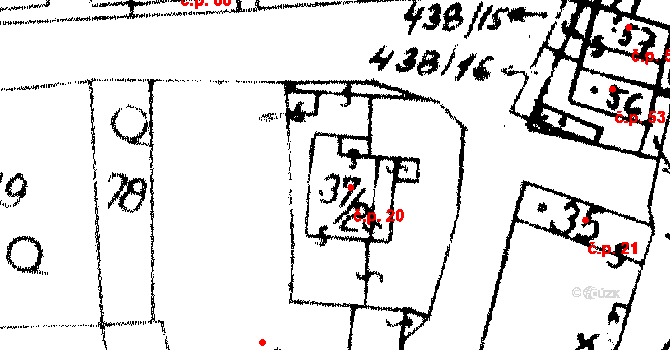 Hobšovice 20 na parcele st. 37/2 v KÚ Hobšovice, Katastrální mapa