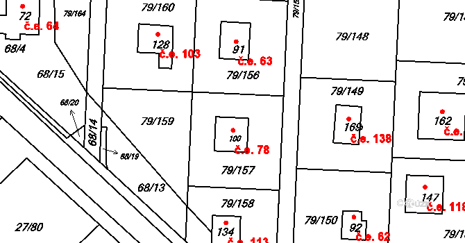 Vadkovice 78, Chbany na parcele st. 100 v KÚ Vadkovice, Katastrální mapa