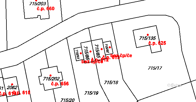 Loket 613 na parcele st. 715/85 v KÚ Loket, Katastrální mapa