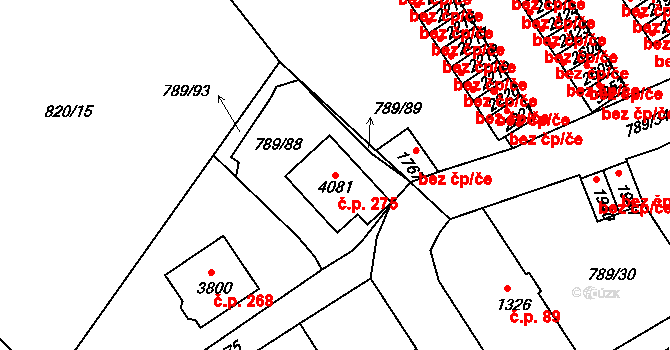 Nádražní Předměstí 275, Český Krumlov na parcele st. 4081 v KÚ Český Krumlov, Katastrální mapa