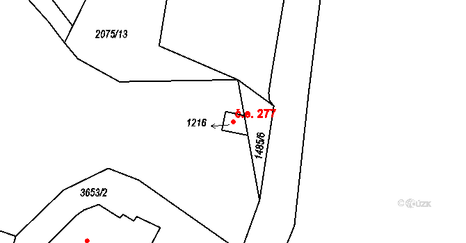 Žirovnice 277 na parcele st. 1216 v KÚ Žirovnice, Katastrální mapa