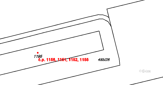 Hrabůvka 1151,1152,1155,1156, Ostrava na parcele st. 1195 v KÚ Hrabůvka, Katastrální mapa