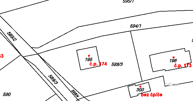 Štěpánov nad Svratkou 174 na parcele st. 195 v KÚ Štěpánov nad Svratkou, Katastrální mapa