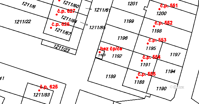 Velké Opatovice 38327830 na parcele st. 1193 v KÚ Velké Opatovice, Katastrální mapa