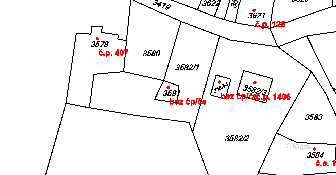 Smržovka 44205830 na parcele st. 3581 v KÚ Smržovka, Katastrální mapa