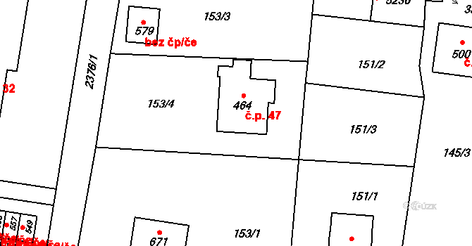 Brumovice 47 na parcele st. 464 v KÚ Brumovice u Opavy, Katastrální mapa