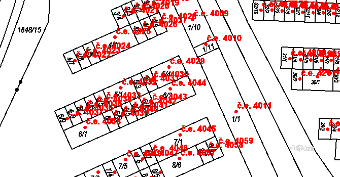 Kadaň 4044 na parcele st. 6/2 v KÚ Bystřice u Kadaně, Katastrální mapa