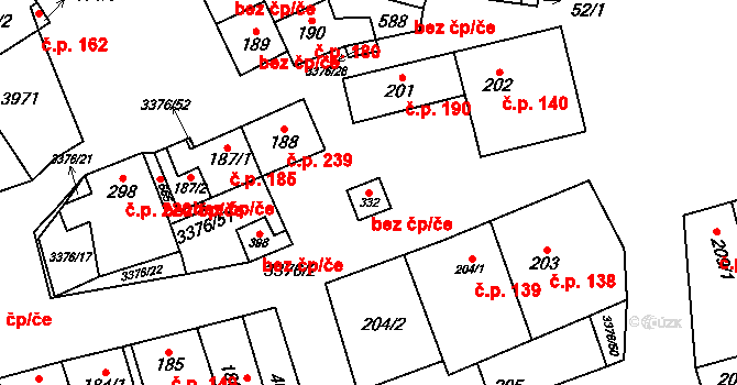 Uherčice 47110830 na parcele st. 332 v KÚ Uherčice u Hustopečí, Katastrální mapa