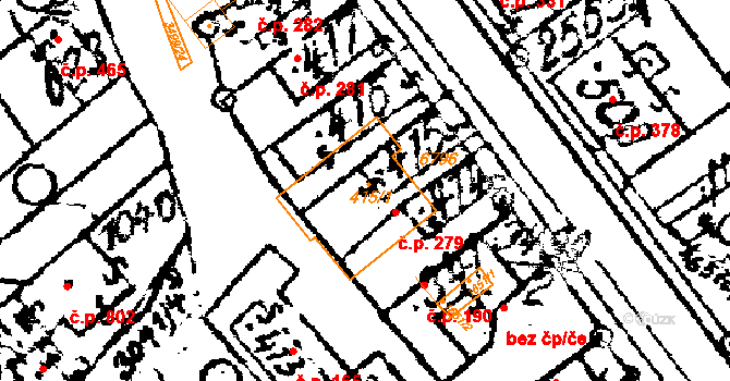 Květná 279, Strání na parcele st. 415/1 v KÚ Strání, Katastrální mapa