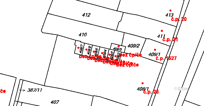 Moravská Třebová 48765830 na parcele st. 408/4 v KÚ Moravská Třebová, Katastrální mapa
