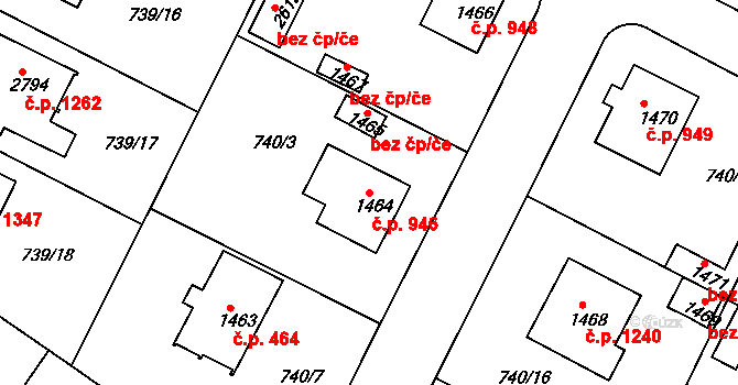 Neratovice 946 na parcele st. 1464 v KÚ Neratovice, Katastrální mapa