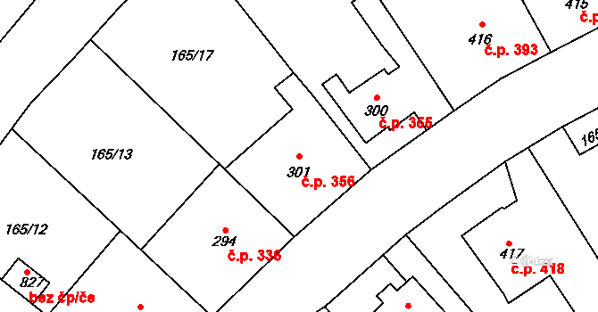 Rudná 356 na parcele st. 301 v KÚ Dušníky u Rudné, Katastrální mapa