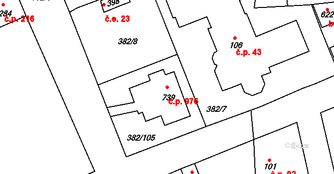 Rudná 976 na parcele st. 739 v KÚ Dušníky u Rudné, Katastrální mapa