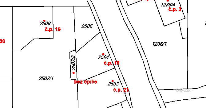 Cihelny 18, Jaroměř na parcele st. 2504 v KÚ Jaroměř, Katastrální mapa